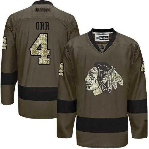 Glued Chicago Blackhawks #4 Bobby Orr Green Salute to Service NHL Jersey,We sell and wholesale Glued Chicago Blackhawks #4 Bobby Orr Green Salute to Service NHL Jersey on line form chian!